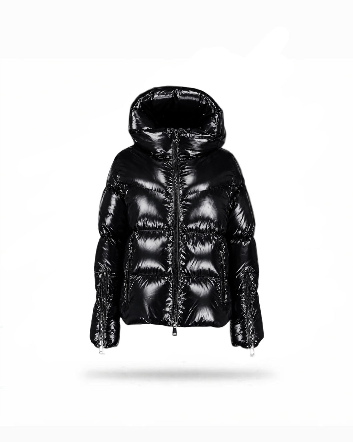 Puffer jacket Black Hooded Huppe Short Down