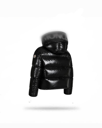 Puffer jacket Black Hooded Huppe Short Down