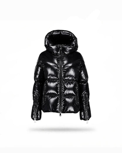 Puffer jacket Black Hooded Huppe Short Down